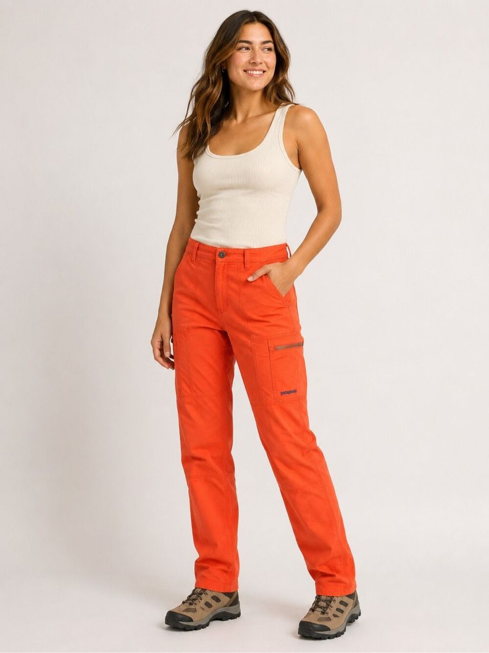 Patagonia Women’s Stand Up Pants Size 8 Orange Organic Cotton Hiking